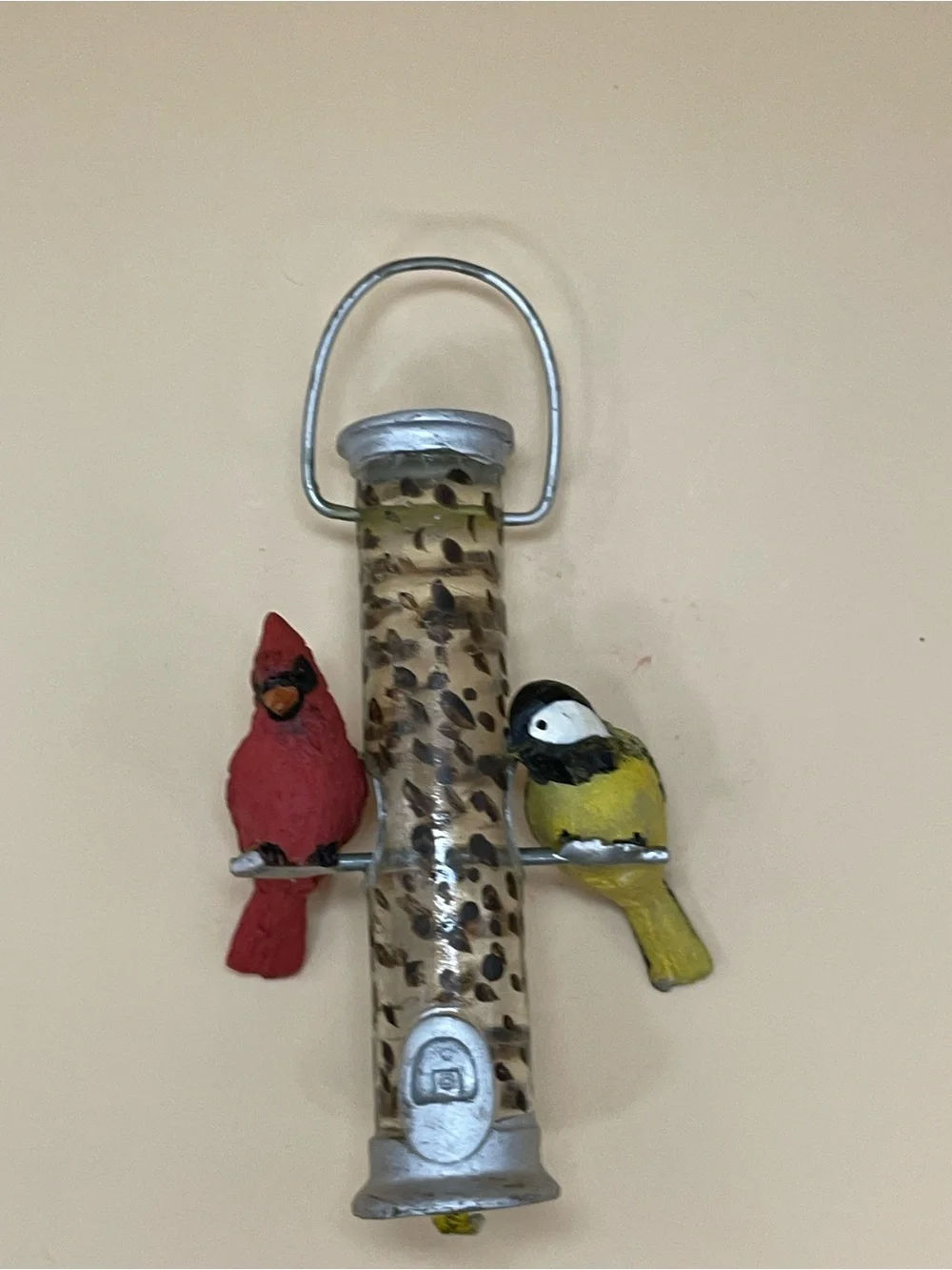 Cardinal & Chickadee with bird feeder Christmas Ornament